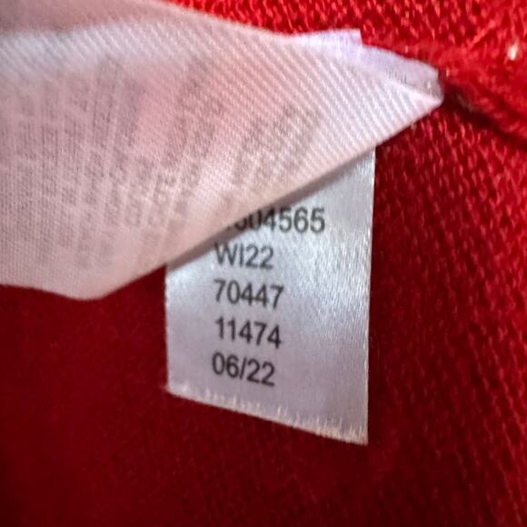 Ann Taylor Sweater Cardigan Petite Open Front Red Lightweight Knit Classic XLP - Picture 8 of 9